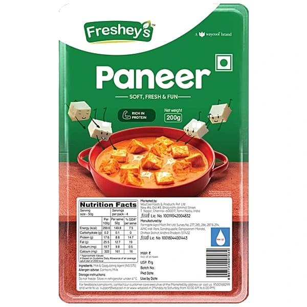 Freshey's Paneer pack, front view
