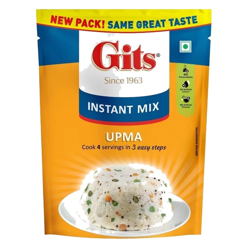 Gits Upma Breakfast Mix pack, front view