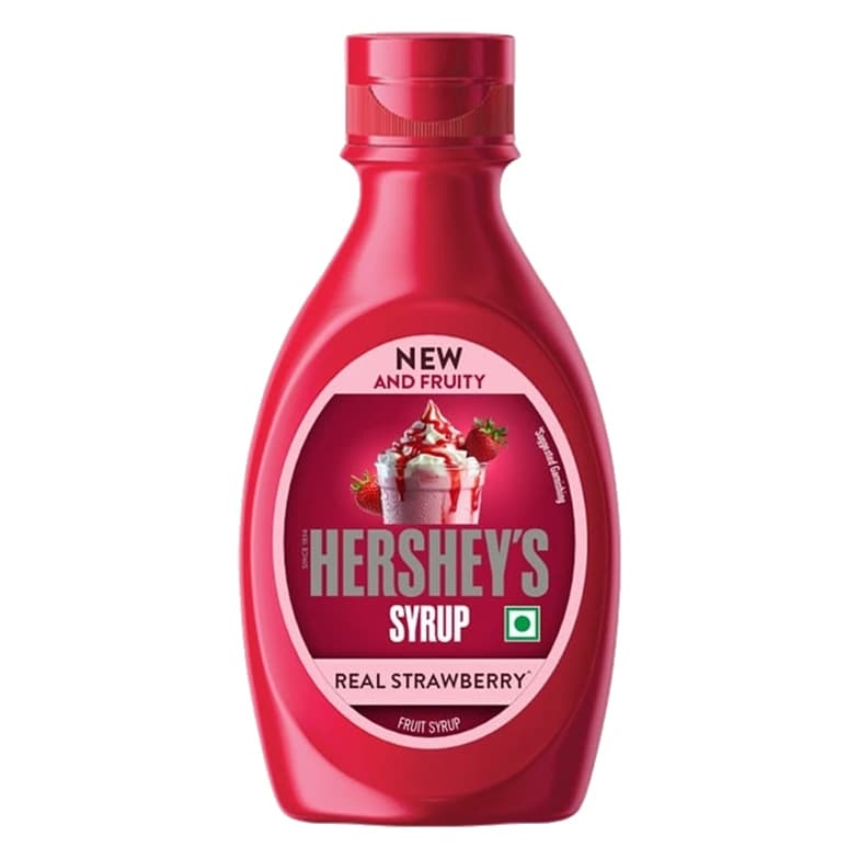 Hershey's Strawberry Syrup pack, front view