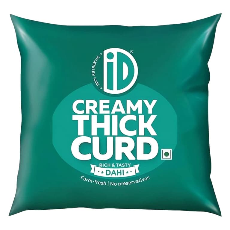 iD Fresh Creamy Thick Pouch Curd pack, front view