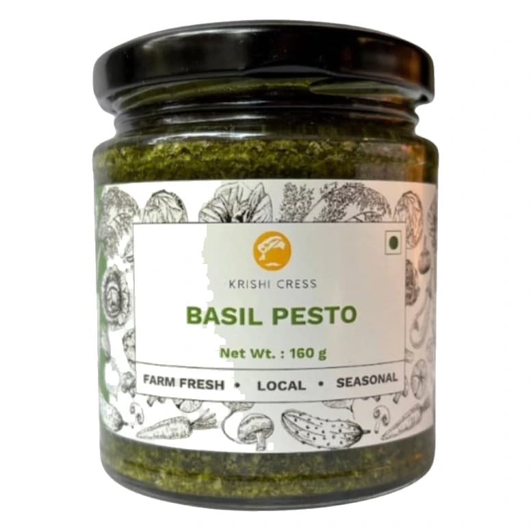 Krishi Cress Basil Pesto pack, front view