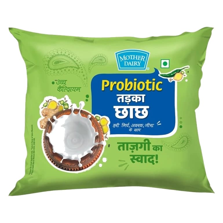 Mother Dairy Probiotic Tadka Salted Buttermilk pack, front view