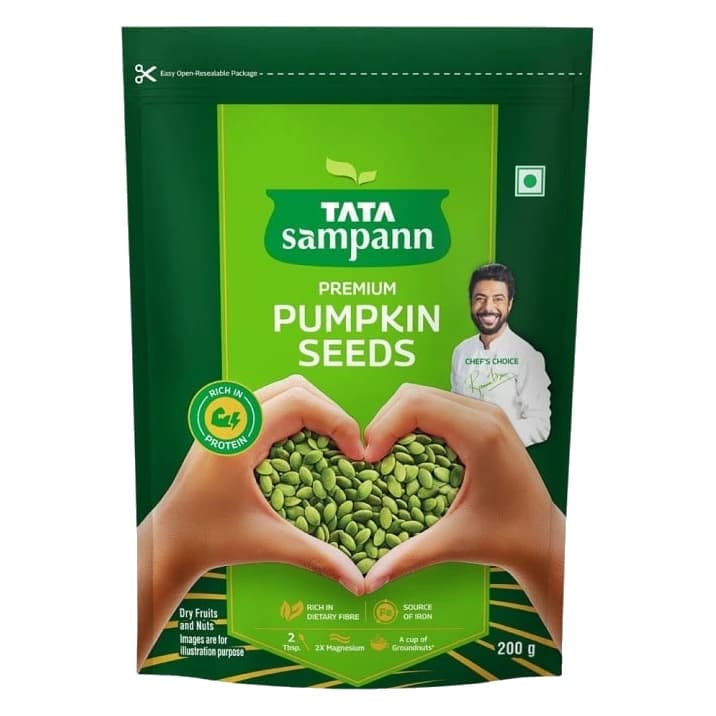 Tata Sampann Premium Pumpkin Seeds pack, front view
