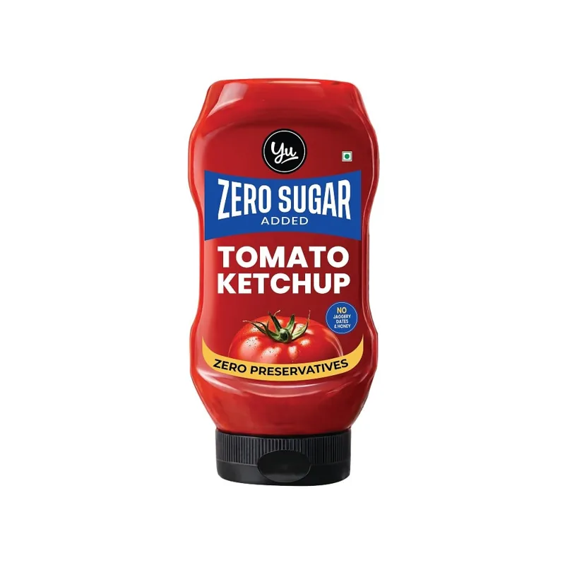 Yu Zero Sugar Tomato Ketchup bottle, front view