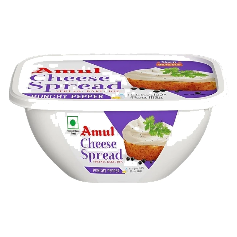 Amul Punchy Pepper Cheese Spread pack, front view